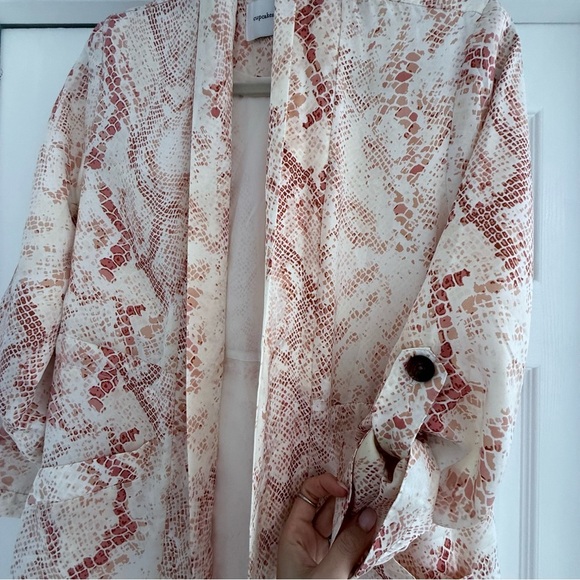 CUPCAKES & CASHMERE Orange Snakeprint Trench Open Front Cardigan XS P - Picture 5 of 11